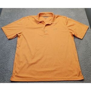 Greg Norman Polo Shirt Men XL Orange Golf Performance Short Sleeve Collared Slit
